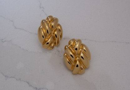 Vintage Givenchy Basket Weave Gold Studs Close