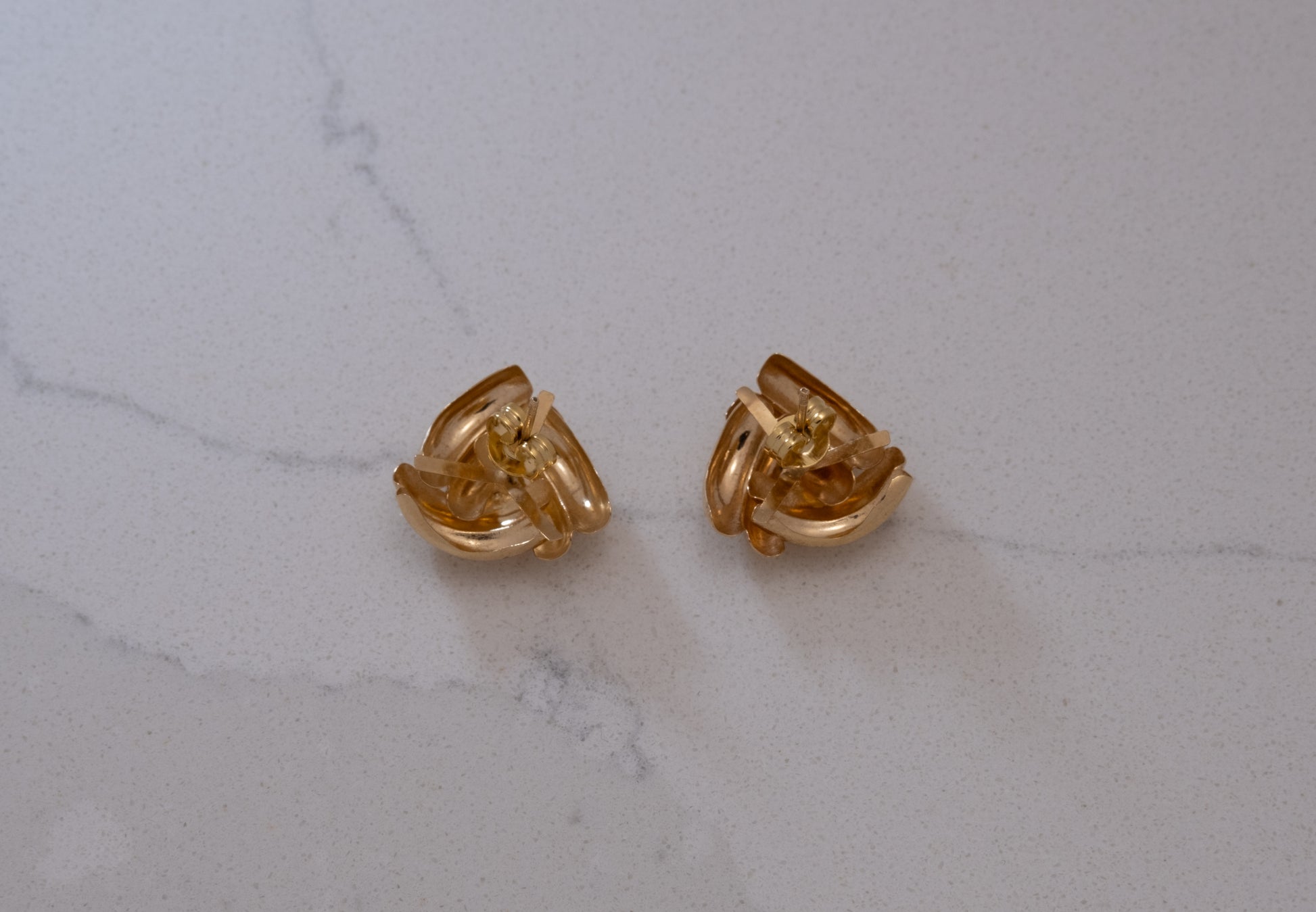 14K Gold Dainty Knot Studs Backs