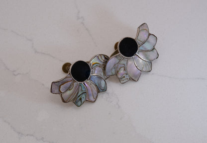 Vintage Abalone Inlay Flower Earrings