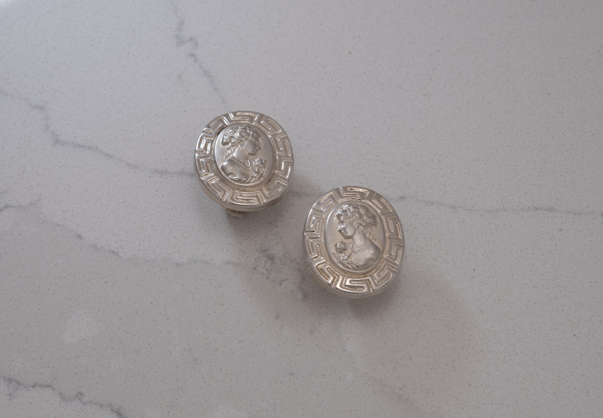 Vintage Italian Silver Cameo Clip Ons Close