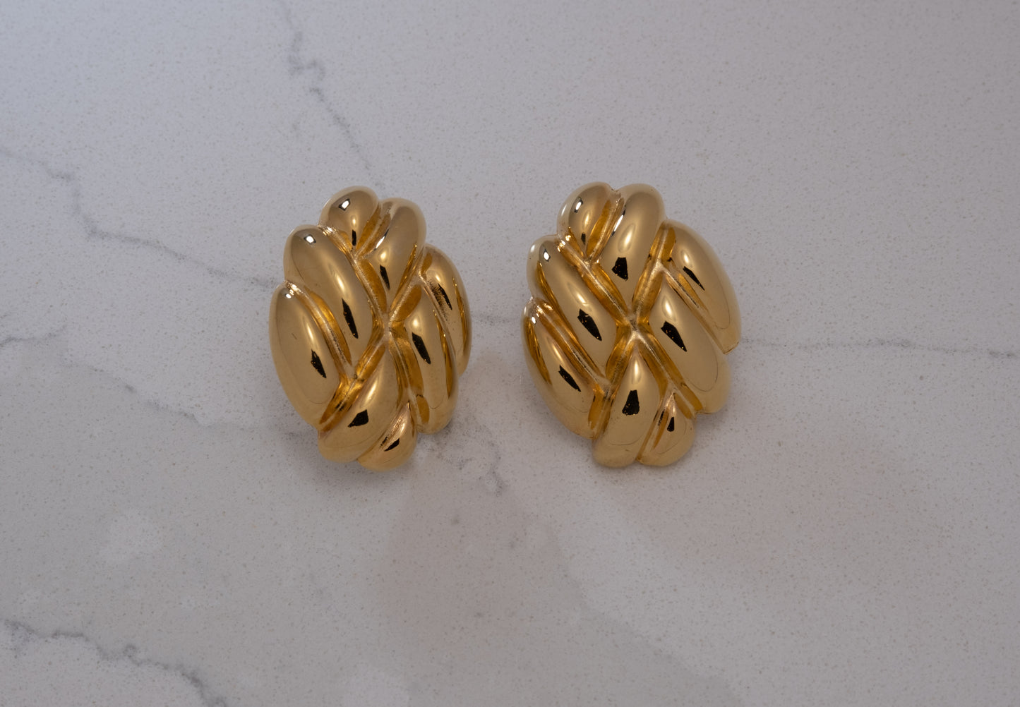 Vintage Givenchy Basket Weave Gold Studs