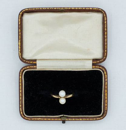 Double Cultured Pearl Gold Ring