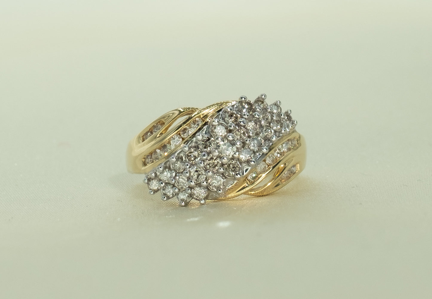 Croissant Diamond Cluster Ring