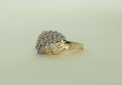 Croissant Diamond Cluster Ring