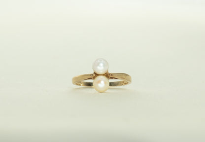 Double Cultured Pearl Gold Ring