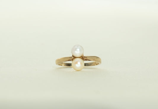 Double Cultured Pearl Gold Ring