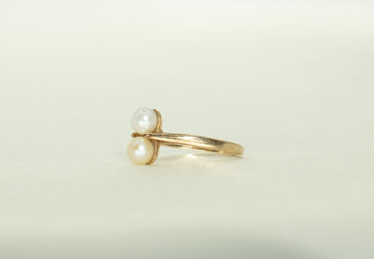 Double Cultured Pearl Gold Ring