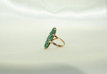 Birks Floral Carved Jade Cocktail Ring