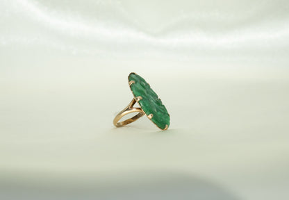 Birks Floral Carved Jade Cocktail Ring