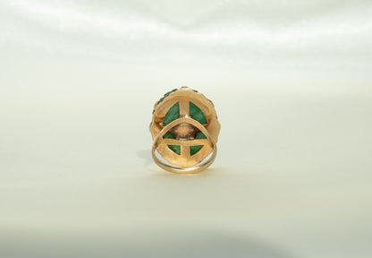 Birks Floral Carved Jade Cocktail Ring