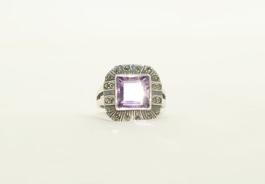 Antique Amethyst and Marcasite Ring