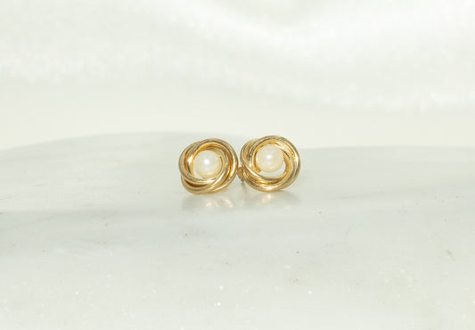 Pearl Love Knot Studs