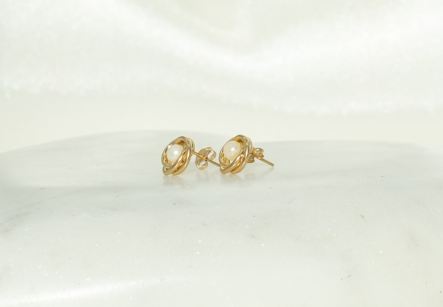 Pearl Love Knot Studs