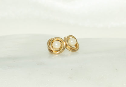 Pearl Love Knot Studs