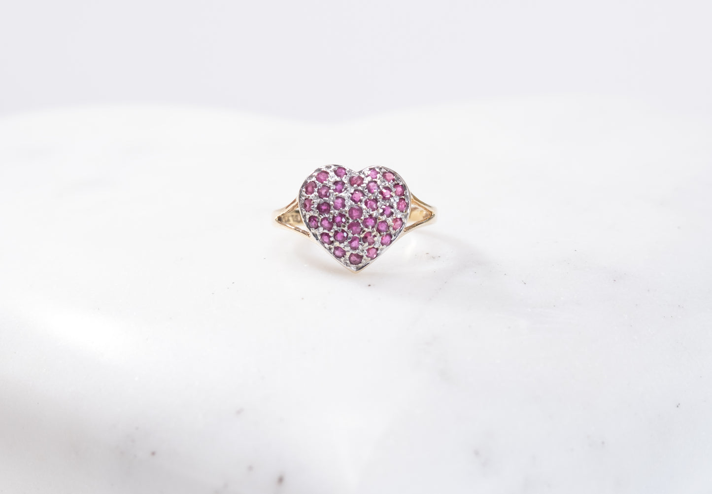 Amethyst Cluster Heart Ring Front