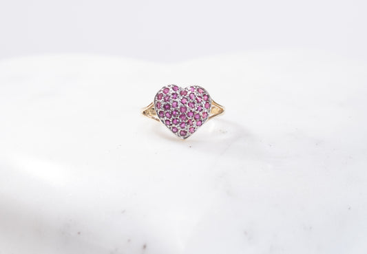 Amethyst Cluster Heart Ring Front