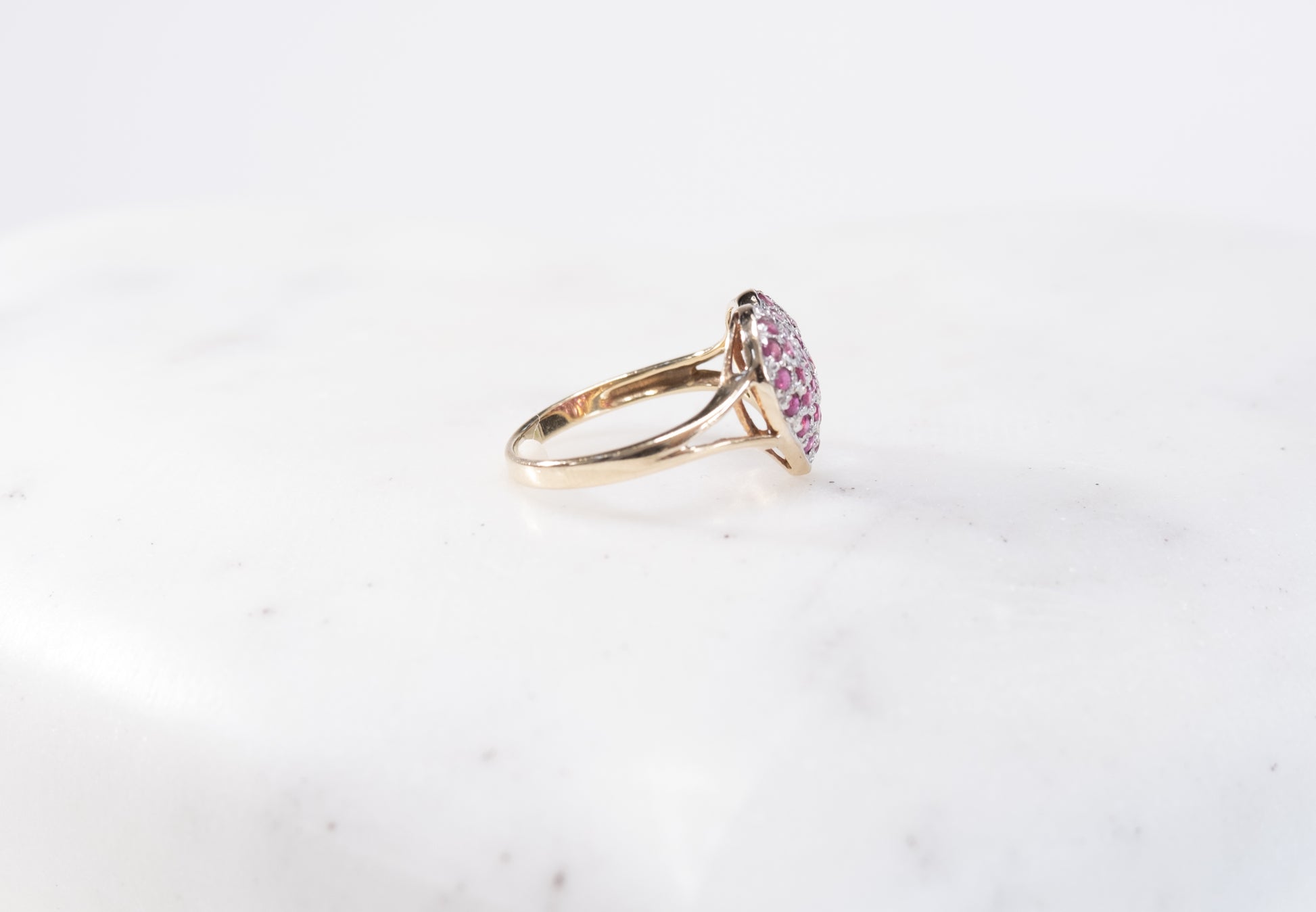 Amethyst Cluster Heart Ring Side