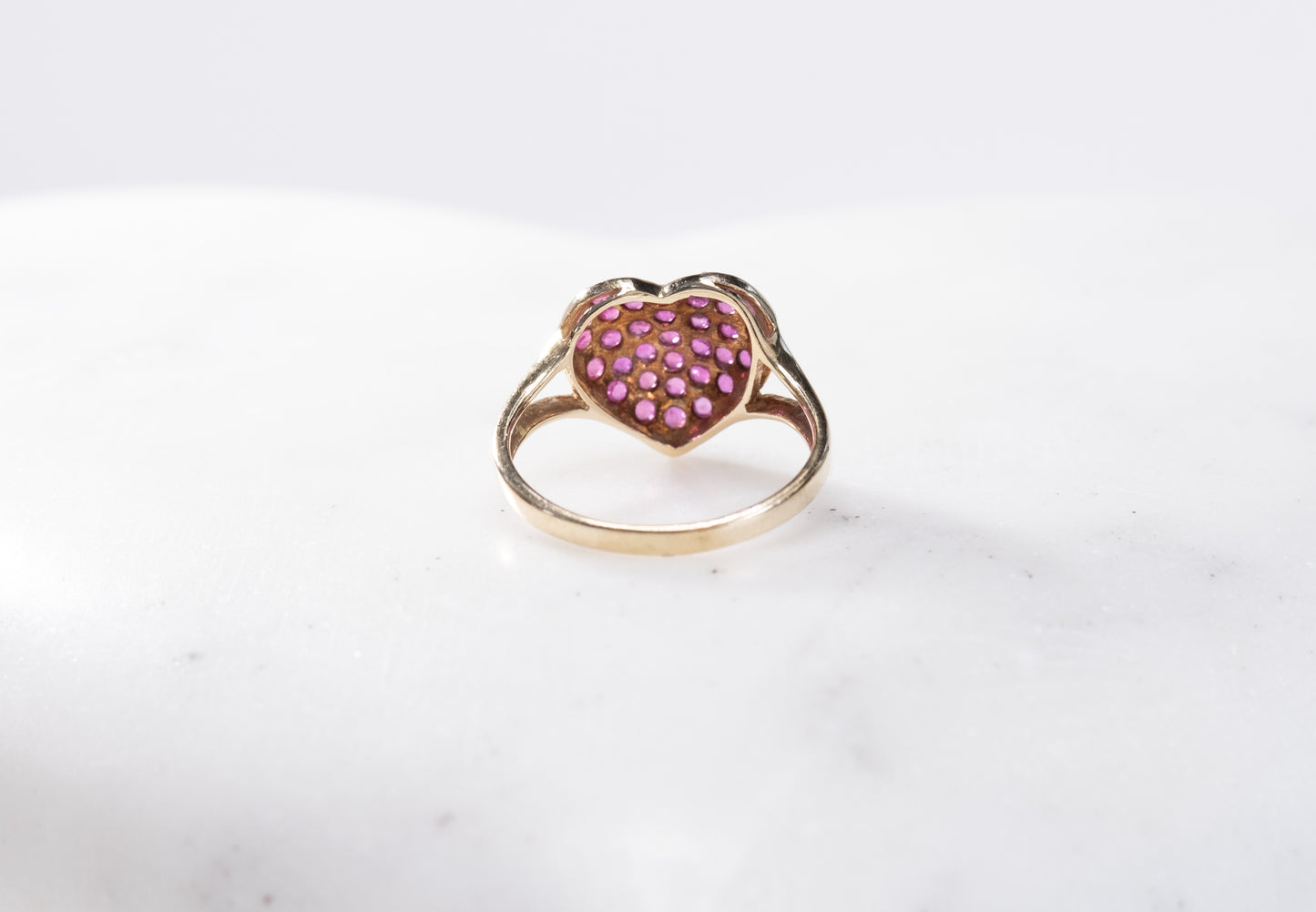 Amethyst Cluster Heart Ring Back