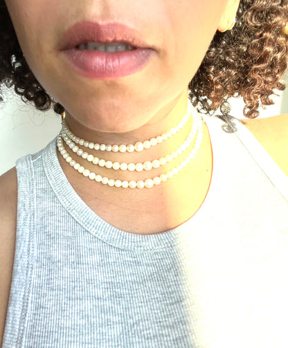 Triple Strand Cultured Pearl Chocker