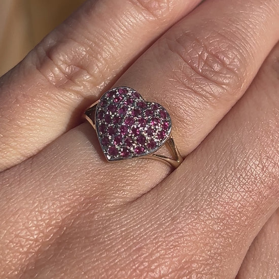 Amethyst Cluster Heart Ring Sparkle