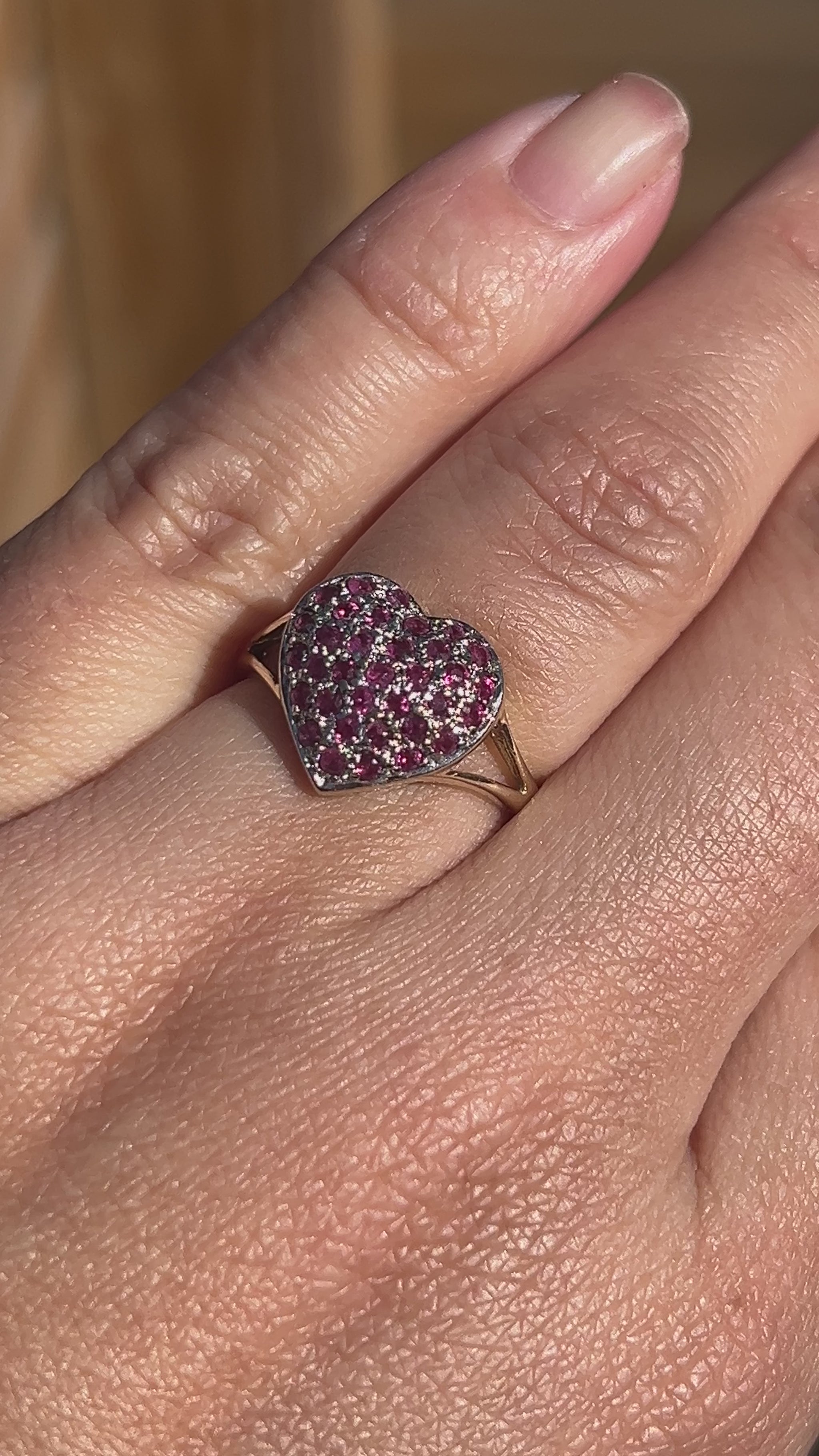 Amethyst Cluster Heart Ring Sparkle