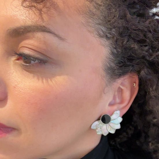 Vintage Abalone Inlay Flower Earrings Video